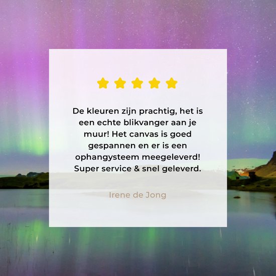 Canvas Schilderij Noorderlicht - IJsland - Paars - 90x60 cm - Wanddecoratie