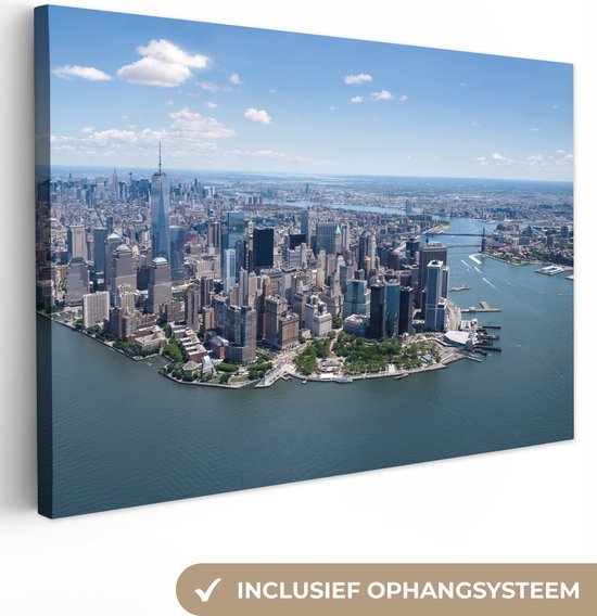 Canvas Schilderij New York - USA - Skyline - 90x60 cm - Wanddecoratie