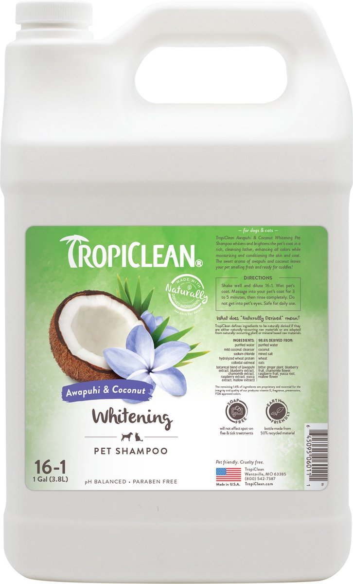 TropiClean Awapuhi en Kokos - Vacht Blekende Hondenshampoo - 3.8 L - Tropiclean