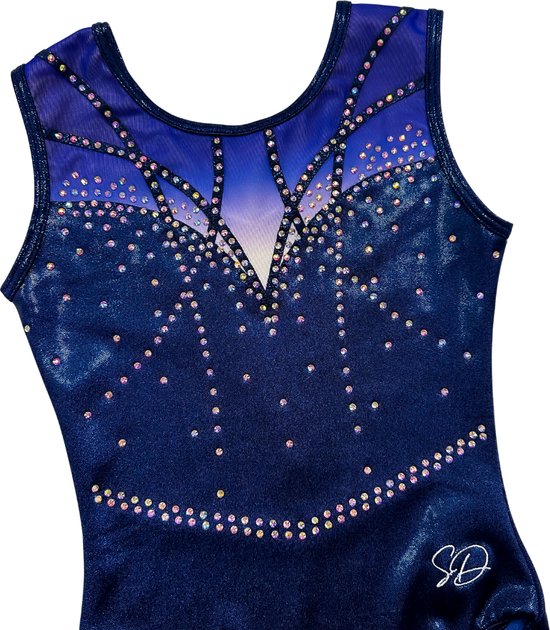 Sparkle&Dream Turnpakje Renate Navy - Maat AME 176-XS - Gympakje voor Turnen, Acro, Trampoline en Gymnastiek