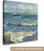 Canvas Schilderij Zeegezicht bij Les Saintes-Maries-de-la-Mer - Vincent van Gogh - 90x90 cm - Wanddecoratie