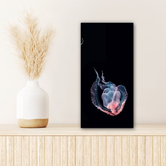 Tableau sur toile Méduse - Animaux aquatiques - Zwart - 20x40 cm - Décoration murale