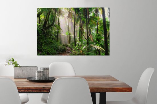 Peintures Toile Jungle - Palmier - Chemin - 60x40 cm - Décoration murale
