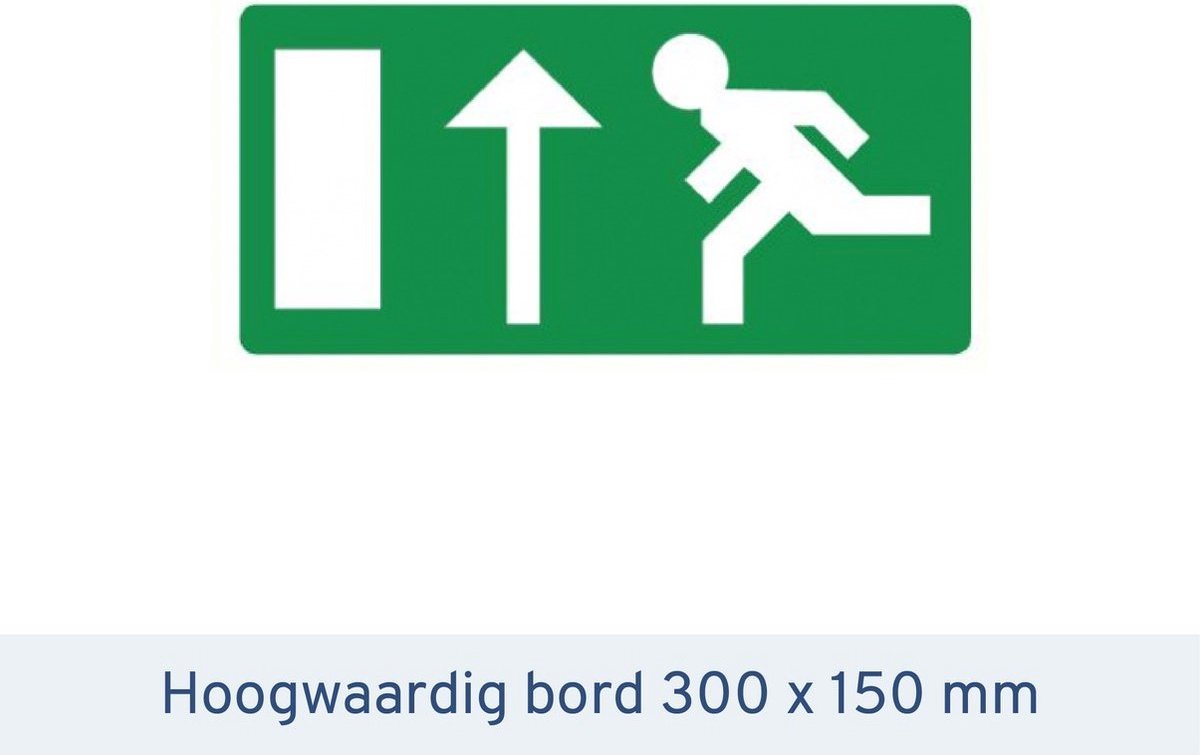 Noodpictogrammen - Pictogram nooduitgang - Links omhoog - 300x150mm