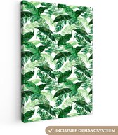 Canvas Schilderij Bloemen - Groen - Bladeren - 60x90 cm - Wanddecoratie