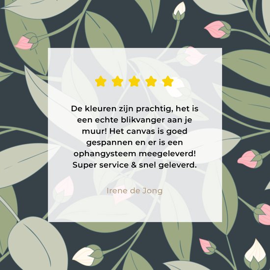 Tableau sur toile Fleurs - Feuilles - Motifs - 90x90 cm - Décoration murale