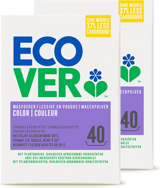 Ecover Waspoeder Kleur Voordeelverpakking - 80 Wasbeurten | Herstelt Kleur