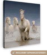 Canvas Schilderij Paarden - Water - Modder - 90x90 cm - Wanddecoratie