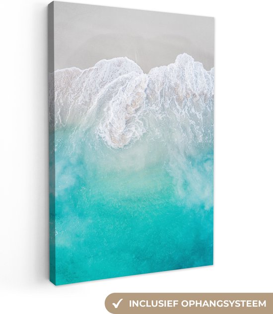 Canvas Schilderij Zee - Golven - Abstract - 20x30 cm - Wanddecoratie