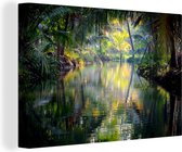 OneMillionCanvasses - Canvas - Jungle - Tropisch - Water - Weerspiegeling - Natuur - Kamer decoratie - 90x60 - Canvas schilderijen