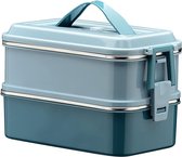 Q&E Lunchbox Blauw - Lunchbox - Bento Box - Lunchbox adultes - Boîtes repas - Lunchbox Enfants - Lunchbox avec Compartiments - Hermétique et Anti-Fuite - Sans BPA