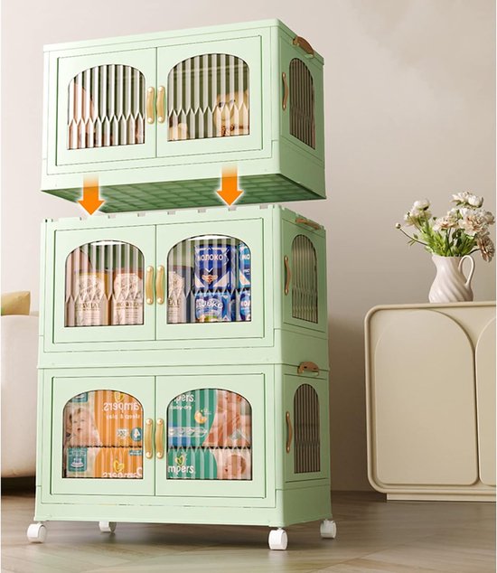 OUTBROS Opbergmanden, 45 x 30 x 30 cm, opvouwbare doos met deksels en handgrepen, opbergbak voor kleding, tijdschrift, slaapkamer (3 stuks, grijs