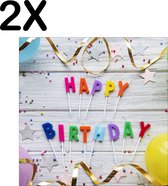 BWK Textiele Placemat - Happy Birthday met Slingers en Balonnen - Set van 2 Placemats - 40x40 cm - Polyester Stof - Afneembaar