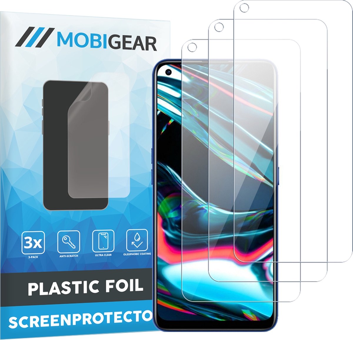 Mobigear Screenprotector geschikt voor Realme 7 Pro | Mobigear Screenprotector Folie - Case Friendly (3-Pack)