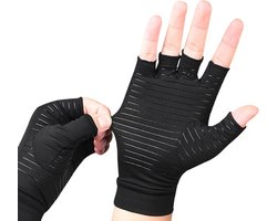Reuma Compressie Handschoenen - Open vingertoppen - Vingerloze handschoenen - Antislip - Verlichting van Artritis en Reumatische Pijn - S