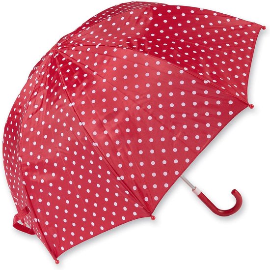 kinderparaplu, één maat paraplu met kindvriendelijk mechanisme, rood