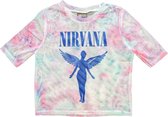 Nirvana - Angelic Blue Mono Crop top - S - Wit/Roze