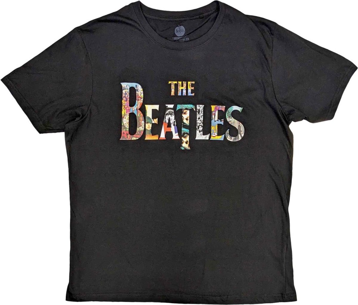 The Beatles - Logo Treatment Heren T-shirt - S - Zwart