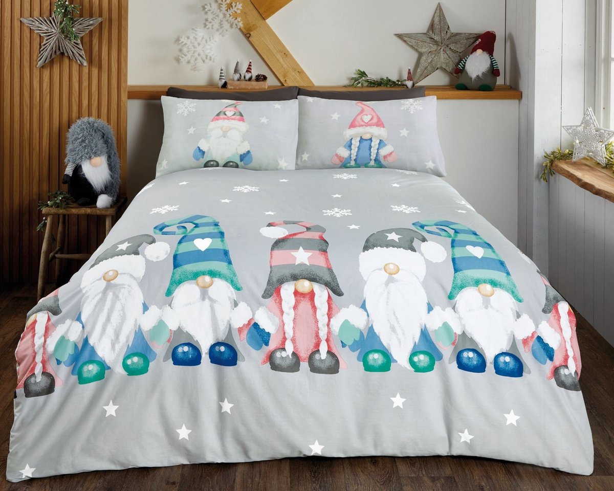So soft kerst dekbedovertrek Gonk Family - Microvezel - tweepersoons - 200x200 cm - 50x75 cm - kussenslopen