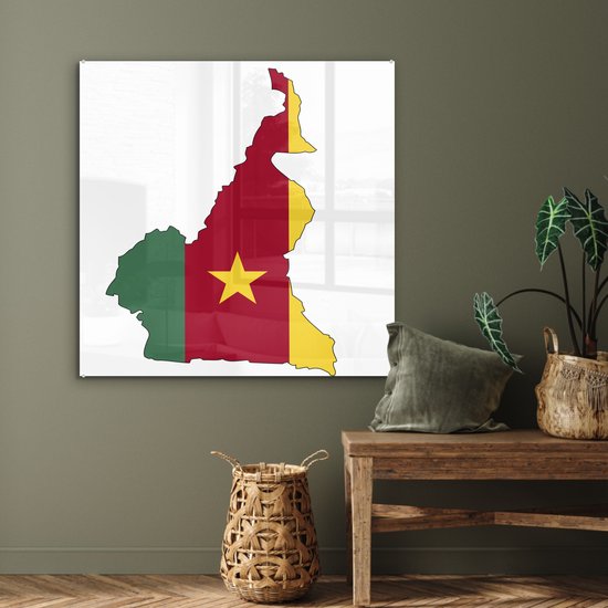 Peinture sur Verre - Dessin de la Carte du Cameroun - 90x90 cm - Peintures sur Verre Peintures - Photo sur Glas