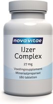 Nova Vitae - IJzer Supplement - IJzer Complex - 27 mg - 180 - tabletten - bij vermoeidheid - voor meer energie - Vegan