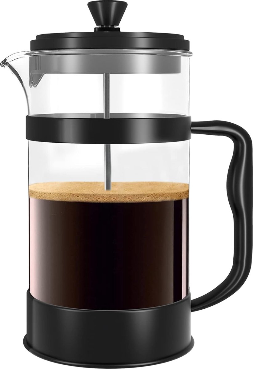 Koffiezetapparaat - Koffiezetapparaat met roestvrijstalen filter - French press-systeem - Koffiezetapparaat - Zwart - 8 kopjes (1 liter/1000 ml)