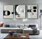 3 stuks zwart wit 3d Effect Geometrische Abstracte Muur Poster Nordic Home Decor Canvas Woonkamer schilderij ZONDER FRAME
