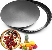 Moule à gâteau aux fruits, moule à fond de fruits, moule à tarte, 28 cm, bord ondulé, revêtement antiadhésif, moule à quiche avec fond relevable, pour cuisine, pâtisserie