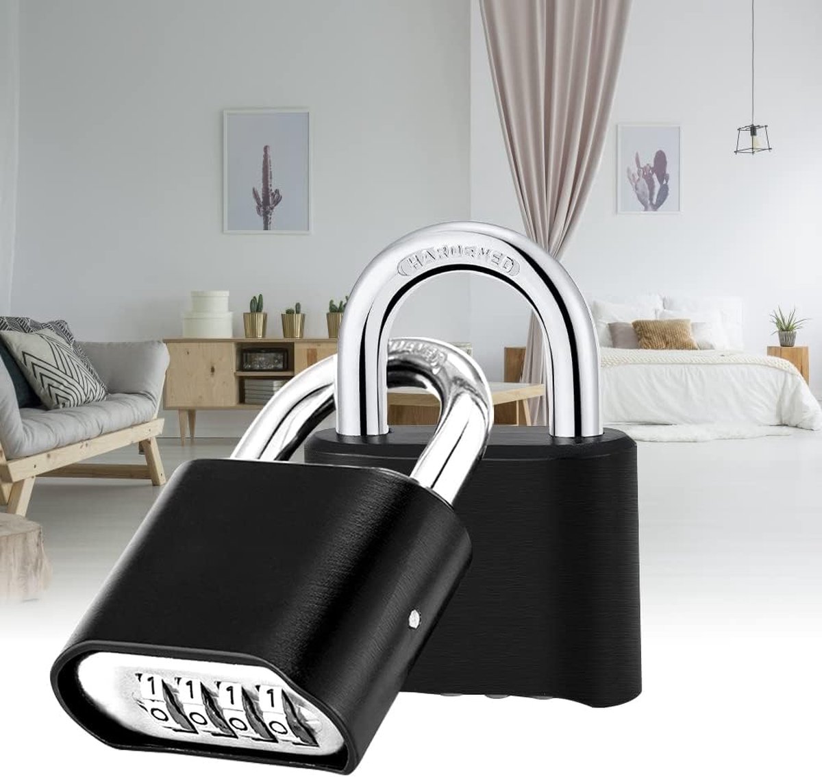 4 Digit Combination Lock Metal Padlock Combination Lock Zinc Alloy Suitcase Lock Weatherproof Lock with Combination Code High Performance Lock for School Garage Gym Locker