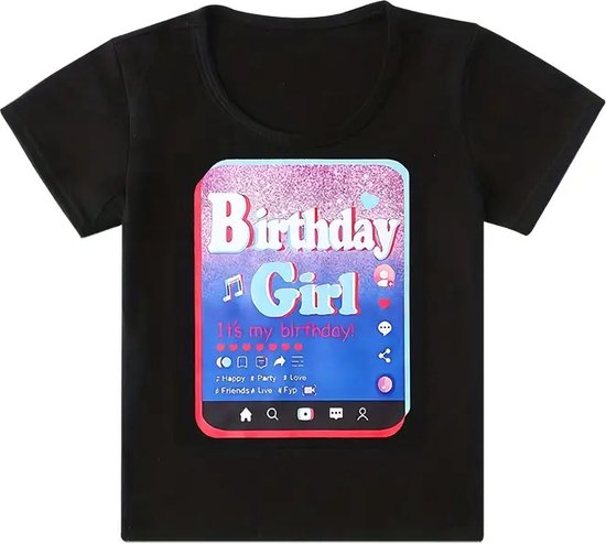 LUVCES Jurk voor verjaardag, meisjes, letterborduurwerk, T-shirt kleurrijke tutu, tule rok, 2 stuks, zomerkledingset voor verjaardag, kinderen, meisjes van 1-6 jaar, C: Roze BDAY GIRL, 12-24 Maanden