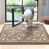Dirt Trapper Deurmat 80 x 120 cm, antislip deurmat voor binnen en buiten, super absorberend zacht entree tapijt machine wasbaar barrièremat tapijt, bruin