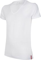 Undiemeister - T-shirt - T-shirt heren - Slim fit - Korte mouwen - Gemaakt van Mellowood - Diepe V-hals - Chalk White (wit) - Anti-transpirant - L