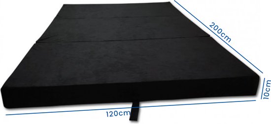 Logeermatras - camping matras - reismatras - opvouwbaar matras - 120 x 200 x 10 - zwart - Viking Choice
