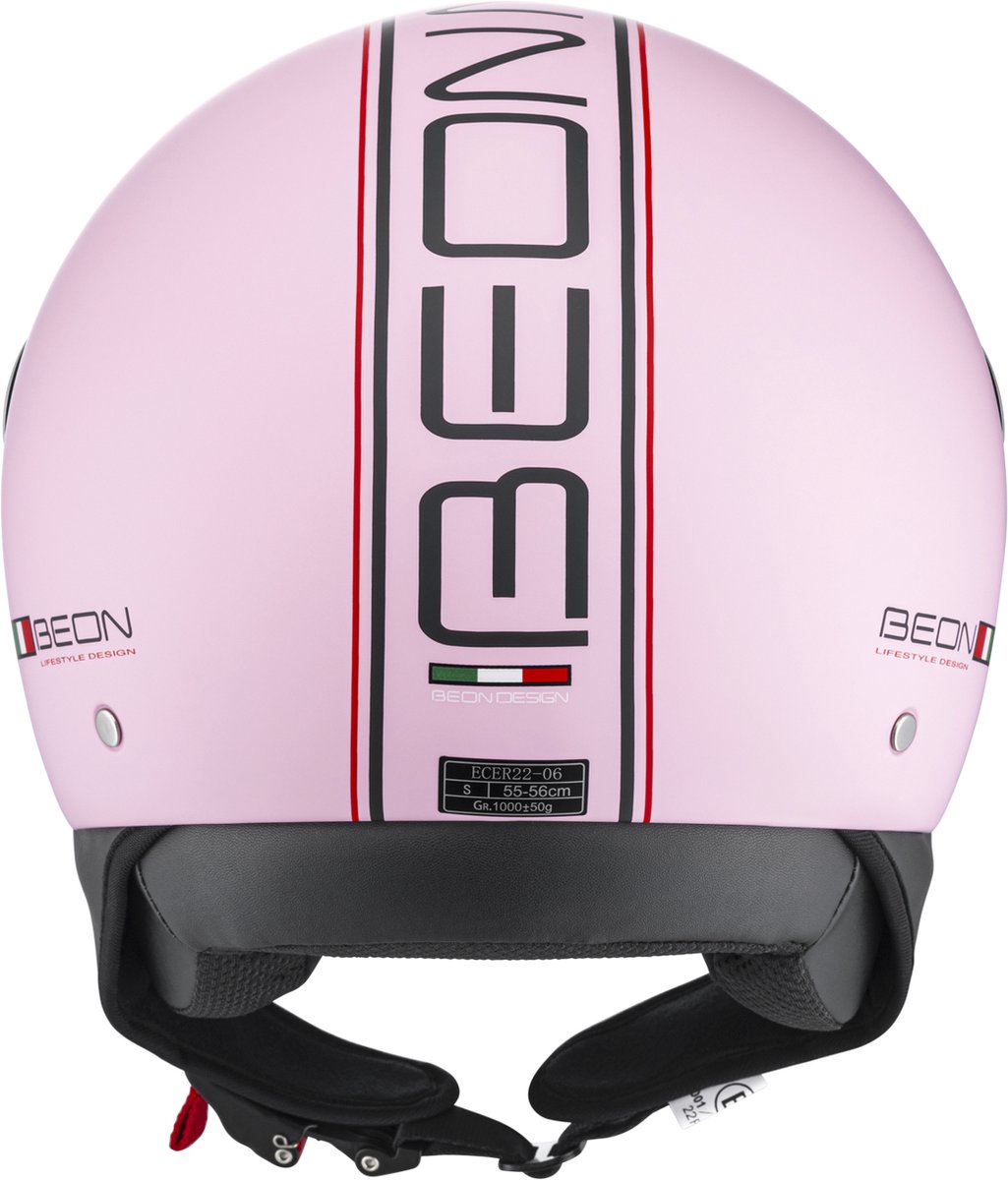 BEON Design Scooterhelm - Mat Roze - M - Jethelm met Vizier - Motorhelm voor Dames - Geschikt voor Vespa, Scooter, Brommer, Motor en Snorfiets – foto 2