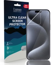 Lunso - Geschikt voor iPhone 15 Pro - Duo Pack (2 stuks) Beschermfolie - Full Cover Screen protector