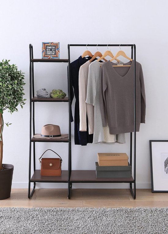 Appendiabiti Iris Ohyama Con Ripiani - Design Moderno Bianco, In Metallo E Legno, Per Camera O Ingresso - Foto 14