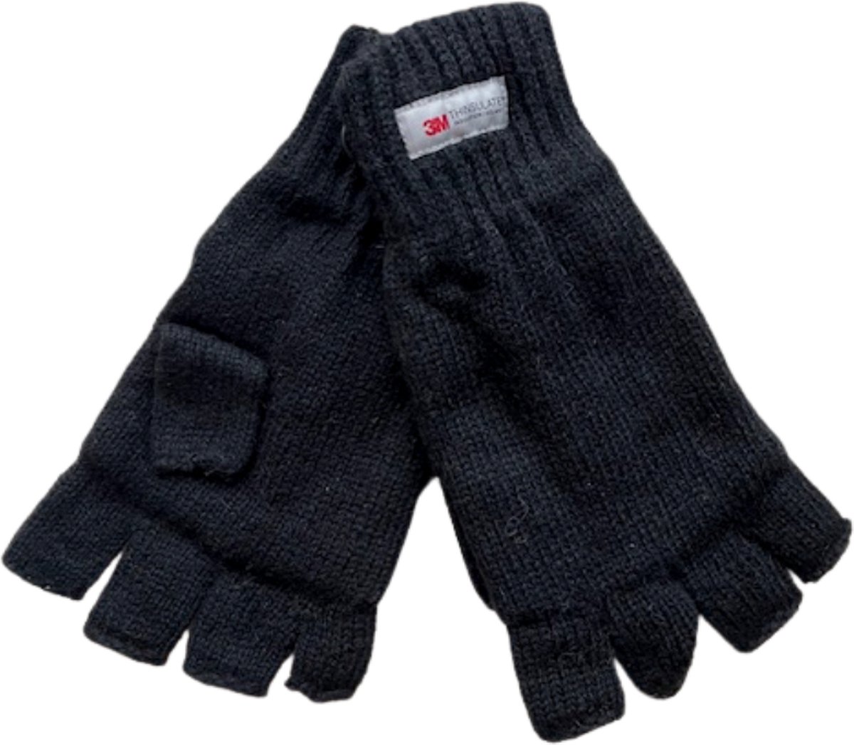 Vingerloze handschoenen - Heren handschoenen - Handschoenen zonder vingers - Thinsulate - Wol - Zwart - One size