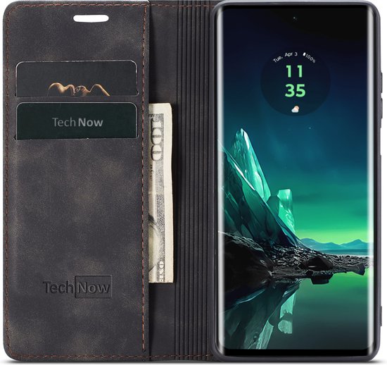 Motorola Edge 40 Neo Case - Book Case Cuir Slimline Zwart