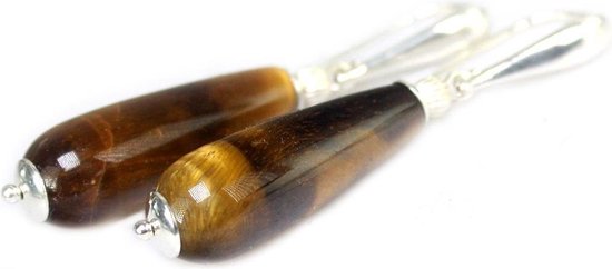 Bela Donaco Boucles d'oreilles Art Deco – Oeil de Tigre – Argent Massif