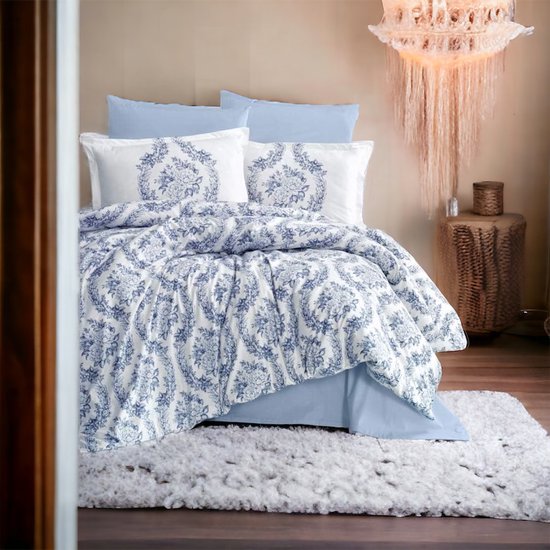 Parure de lit en coton 200x220 cm motif baroque gris/blanc 100%  coton/renforcé avec