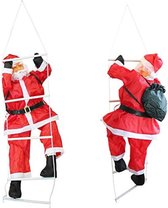 Kerstman op Ladder - Klimmende Kerstman - Climbing Santa - 60cm op Ladder 85x25cm