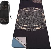 Serviette de Tapis de yoga , serviette de yoga antidérapante pour tapis de yoga, absorbant la transpiration, serviette de yoga à séchage rapide pour pilates, yoga chaud, pique-nique en plein air, noir-doré