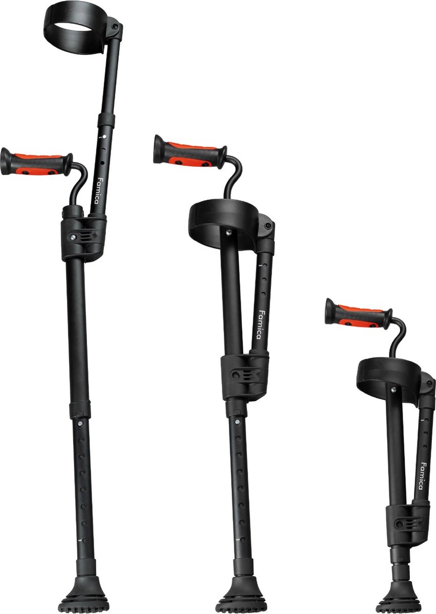 Goedkoopste e-Ability Reiskruk – Dubbel Inschuifbare Elleboogkruk - Zwart / Rood - Per Stuk