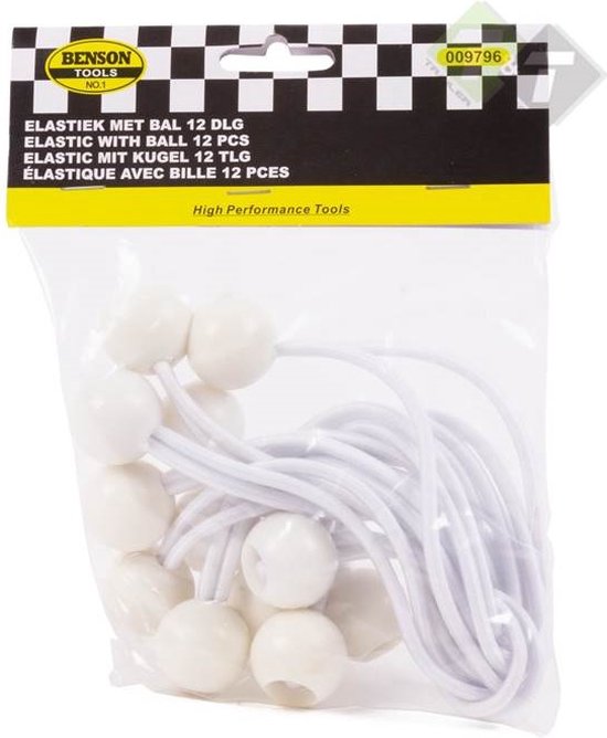 Elastiek met bal wit - 12 delig - Spanelastiek - 17cm - Benson van Benson — afbeelding 5