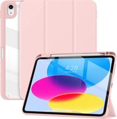 Geschikt voor iPad 11 hoes en iPad 10 hoes - 11e en 10e Generatie - 10.9 Inch - 2024 en 2022 - Solidenz Hybrid Case - Cover Met Autowake - Hoesje Met Pencil Houder - Rosegoud