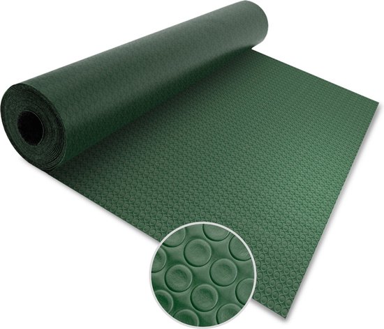 floordirekt Rubber loper - Rubbermat - Big Button - 2 mm - Groen - 120 x 100 cm