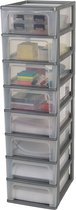 Drawer Cabinet, Drawer Container, 8 Drawers with 7 Litres, A4 Format, Transparent Drawers, Office, Living Room Organiser Chest OCH-2008 - Grey
