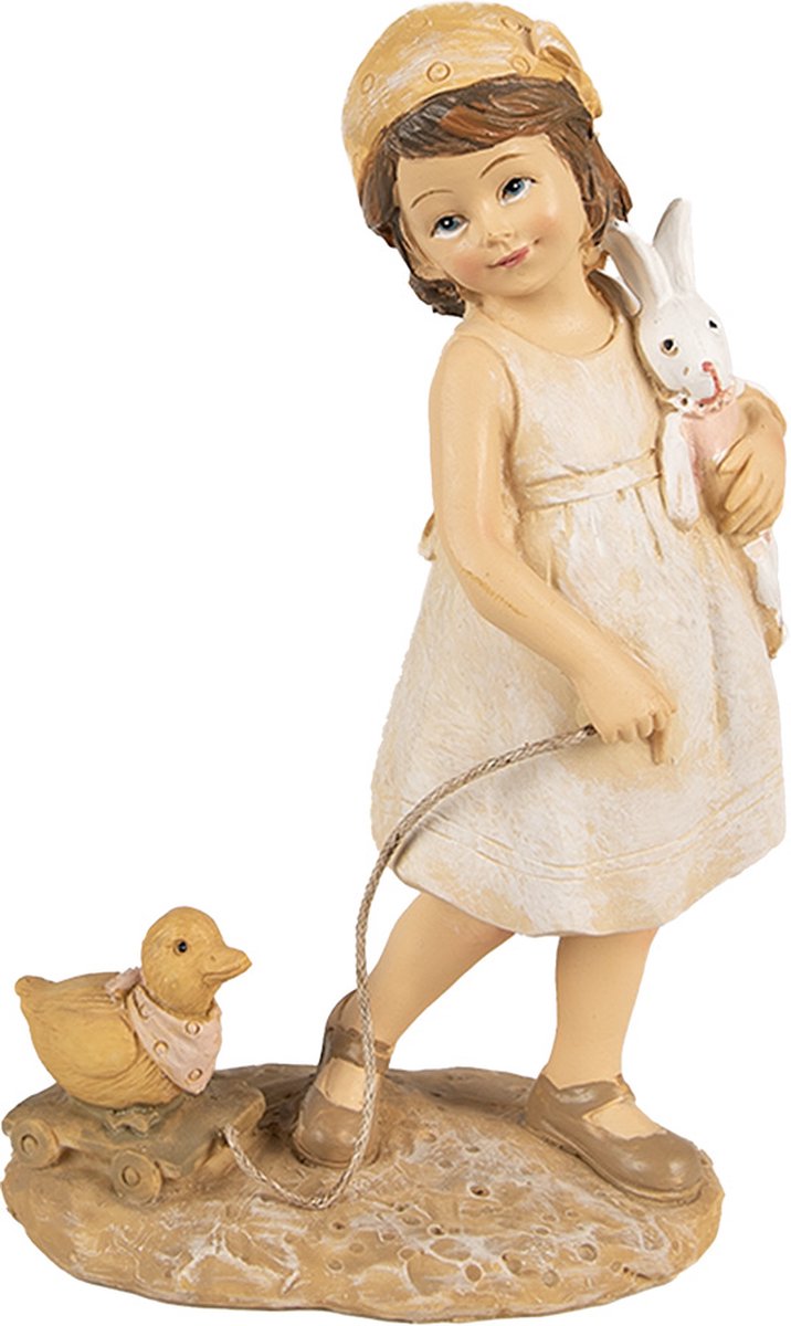 Beeld Meisje 15 cm Beige Polyresin