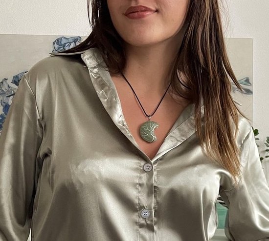 ASTRADAVI Crystal Crescent Moon - Pendentif - Pierres précieuses de cristal Chakra à Énergie positive - Cage de couleur bronze - avec cordon en cuir végétalien Zwart - Zwart