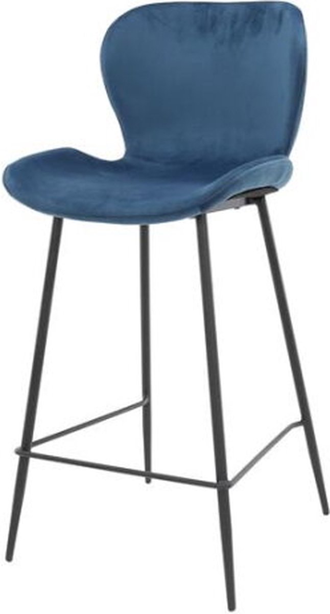 Meubelplaats Barstoel Justin velvet - Blauw | Meubelplaats - barstoelen set van 4 Blauw velours